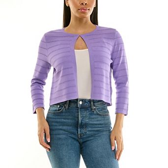 Women's Nina Leonard Three Quarter Sleeve Bolero Sweater