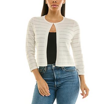 Women's Nina Leonard Three Quarter Sleeve Bolero Sweater