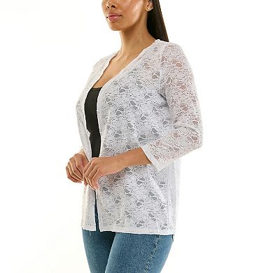 Women's Nina Leonard Three Quarter Sleeve Lace Bolero