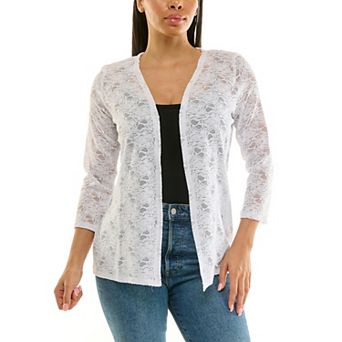 Women's Nina Leonard Three Quarter Sleeve Lace Bolero