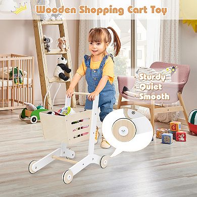 Wooden Grocery Store Playset Pretend Supermarket Shopping Set