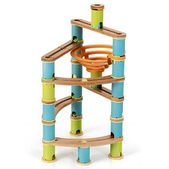 Wooden Marble Run Building Toy Set with 106 pc for Kids Ages 4 and Up