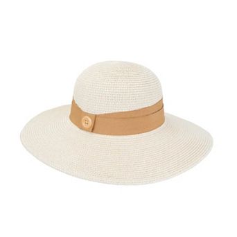 Magid Straw Button Ribbon Floppy Hat