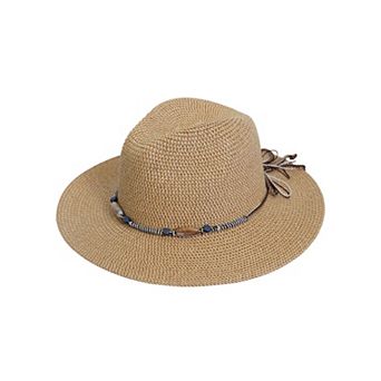 Adrienne Vittadini Beaded Band Straw Panama Hat