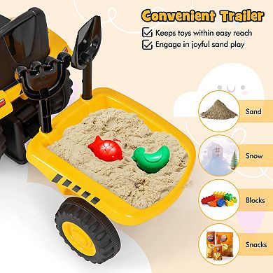 Kids Ride on Tractor Licensed Caterpillar with Detachable Trailer No Power