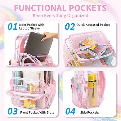 Clear Backpack Heavy Duty Transparent Backpack for School Clear Bags