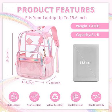 Clear Backpack Heavy Duty Transparent Backpack for School Clear Bags