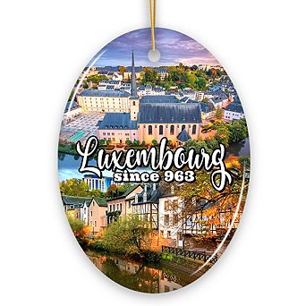 Enchanting Luxembourg Christmas Ornament, European Heritage of Castle and Landmarks Keepsake (Oval)