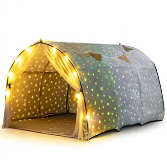 Kids Bed Tent with Glow Stars and Play Tunnel