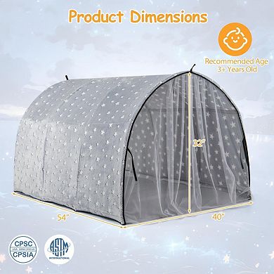 Kids Bed Tent with Glow Stars and Play Tunnel