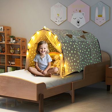Kids Bed Tent with Glow Stars and Play Tunnel