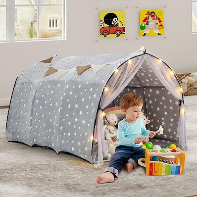 Kids Bed Tent with Glow Stars and Play Tunnel