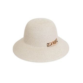 Adrienne Vittadini Chain Straw Bucket Hat