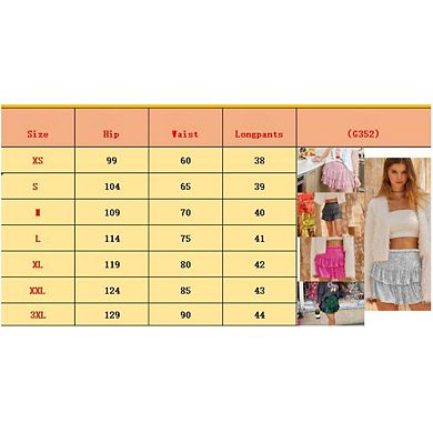 Women's Skirts Sequined Multi-Layered Skirt Pleated A-Line Beach Vacation Mini Skirt