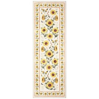Sunflowers Area Rugs, Washable Oil Painting Artwork Boho Floral Botanical Non Slip Runners Carpet