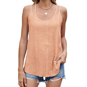 Women's Tank Tops Sleeveless Backless Summer Top Spaghetti Strap Loose Casual Beach Vacation