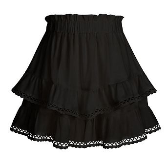 Women Flowy Shorts Casual Boho Ruffle Tiered Skorts Elastic High Waist Wrinkled Mini Skirts