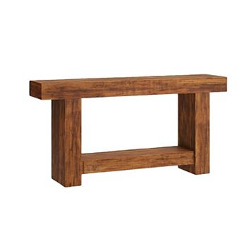Wooden Farmhouse Console Table for Entryway Large 2 tier Sofa Table with Storage for Living Room