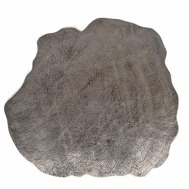 HomeRoots 22" Silver and White Aluminum and Marble Pedestal End Table