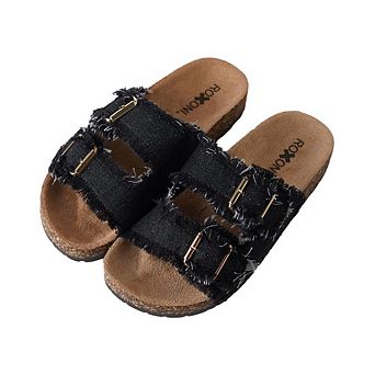 Roxoni Women's Double Buckle Sandals with EVA Insole & Non-Slip Sole (Runs small, size up)