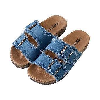 Roxoni Women’s Double Buckle Sandals with Cushioned EVA Insole & Non-Slip Sole