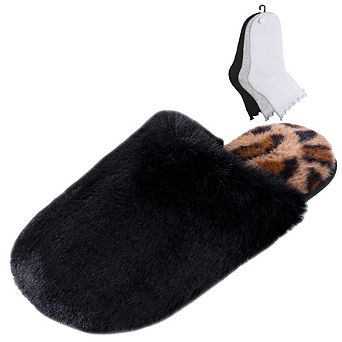 Roxoni Women’s Winter Cozy Slippers with 3-Pack Fuzzy Ankle Socks