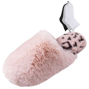 Roxoni Women’s Winter Cozy Slippers with 3-Pack Fuzzy Ankle Socks