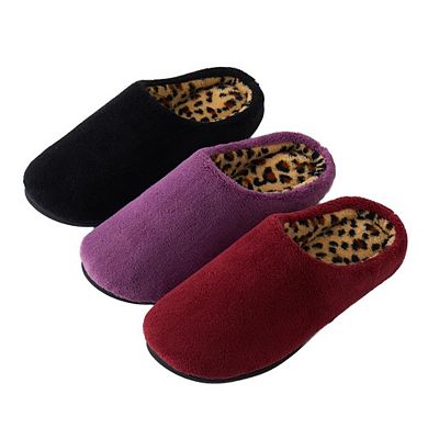 Roxoni Women’s Plush Indoor Slippers with Cozy Leopard Print Lining