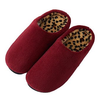 Roxoni Women’s Plush Indoor Slippers with Cozy Leopard Print Lining
