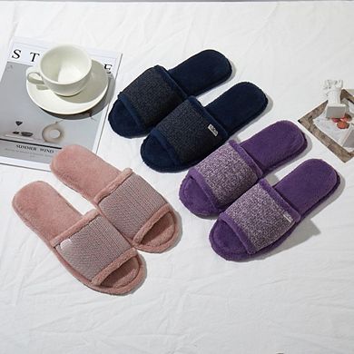 Roxoni Women’s Plush Open-Toe Indoor House Slippers for Ultimate Comfort