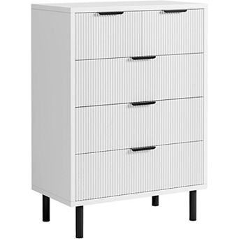 Wave Fluted 5 Drawer Dresser, 38'' Tall Chest of Drawers with Anti-Tipping Device, Wide 4 tier Wood