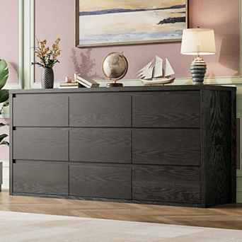 9 Drawer Dresser for Bedroom, Wide Modern Chest of Drawers, Large Wood Dresser Wooden Storage