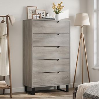 5 Dresser for Bedroom, 50.5" Tall Dresser, Freestanding Horizontal Drawer with Storage, Wooden