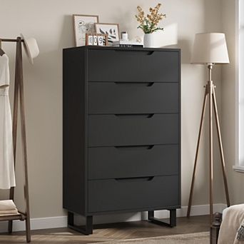 5 Dresser for Bedroom, 50.5" Tall Dresser, Freestanding Horizontal Drawer with Storage, Wooden