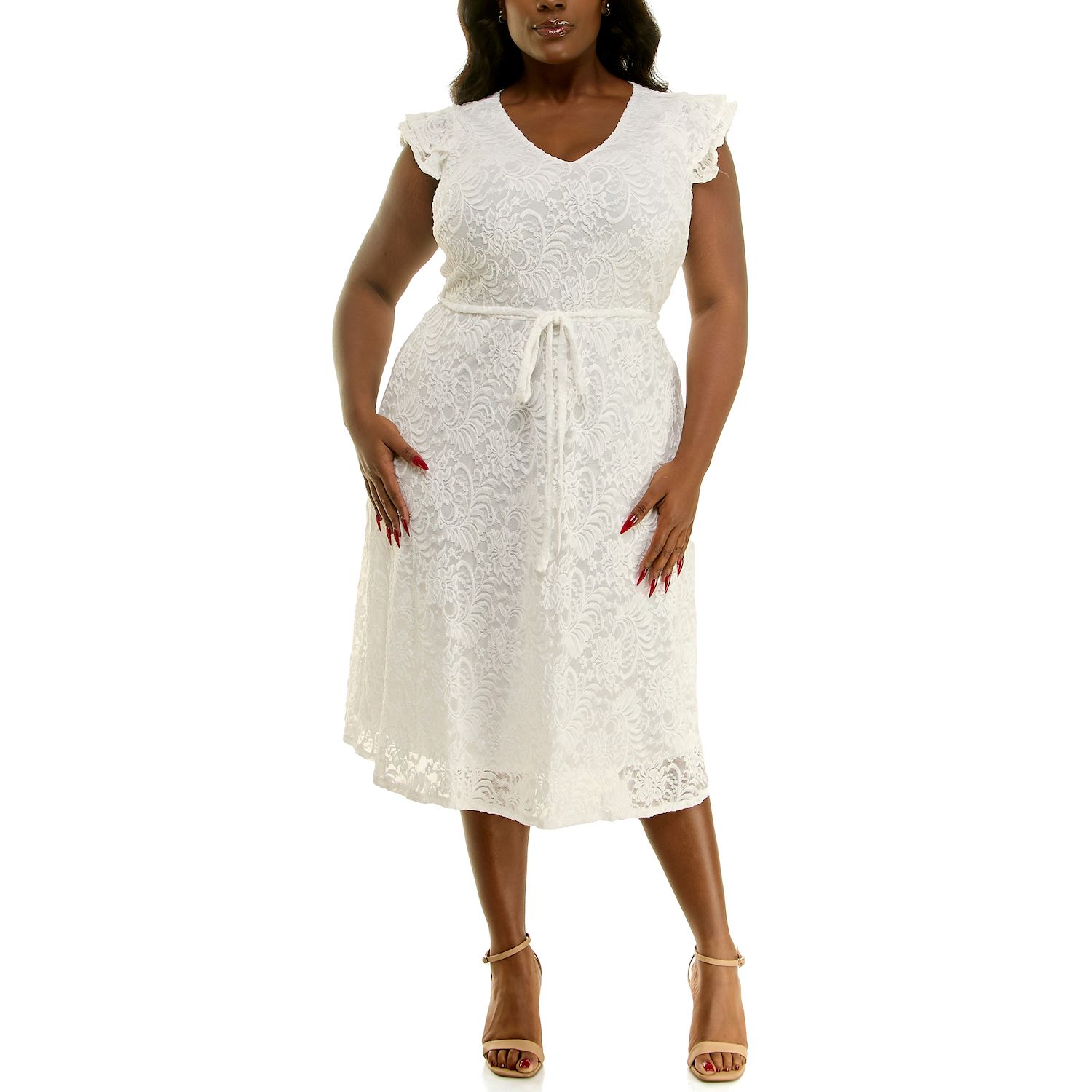 Женские платья Plus Size Nina Leonard V-Neck Fit & Flare Lace