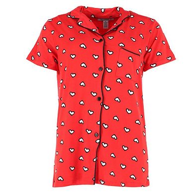 Joan Vass Women's Valentines Heart Short Sleeve Pajama Set