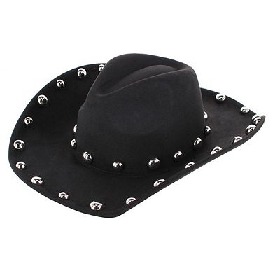 CTM Women's Western Ball Studded Trim Cowboy Hat