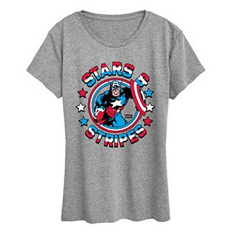 Women's Marvel Captain America Stars & Stripes Graphic Tee