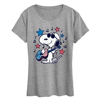 Women's Peanuts Joe Cool Americana Guitar Graphic Tee