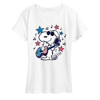 Women's Peanuts Joe Cool Americana Guitar Graphic Tee