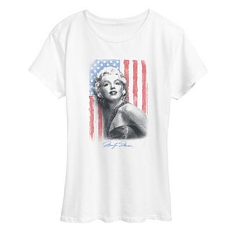Women's Marilyn Monroe USA Flag Distressed Graphic Tee