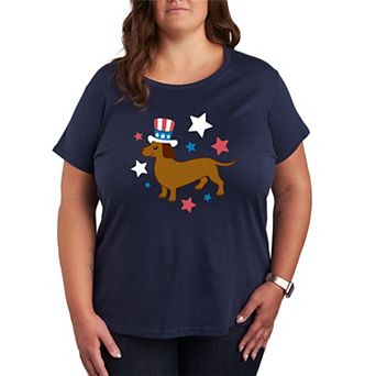 Plus Size Patriotic Dachshund Graphic Tee