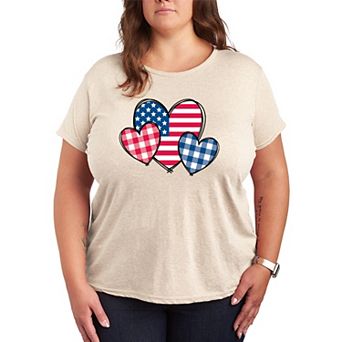 Plus Size USA Patterned Hearts Graphic Tee