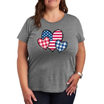 Plus Size USA Patterned Hearts Graphic Tee