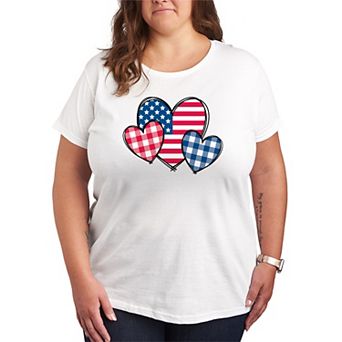 Plus Size USA Patterned Hearts Graphic Tee