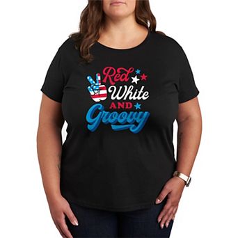 Plus Size Red White & Groovy Graphic Tee