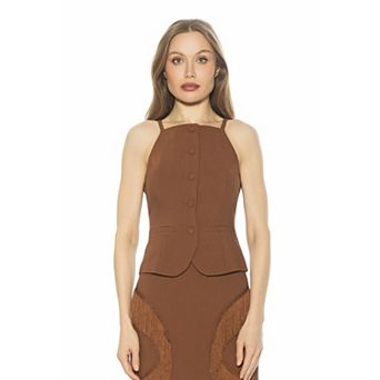 Women's ALEXIA ADMOR High Neck Button Down Vest Top