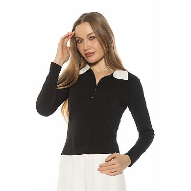 Women's ALEXIA ADMOR Collared Half Button Down Top
