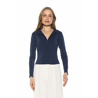 Women's ALEXIA ADMOR Collared Half Button Down Top
