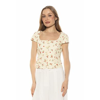 Women's ALEXIA ADMOR Square Neck Cap Sleeve Button Down Vest